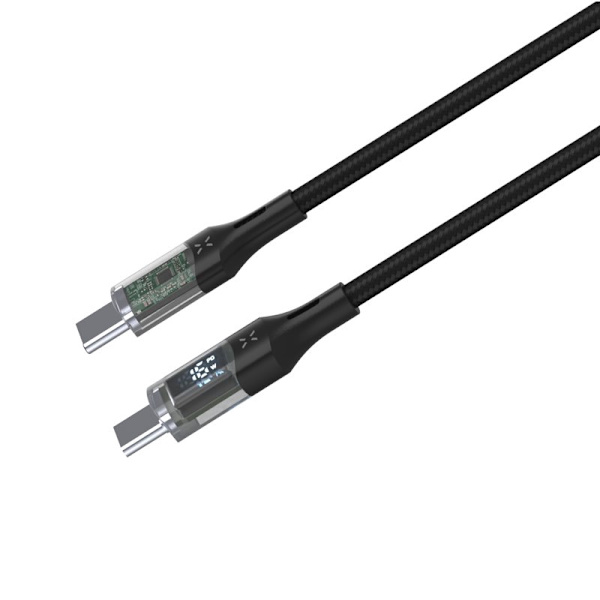FIXED LED Laddningsdisplay USB-C/C 100W kabel 1.2m Svart
