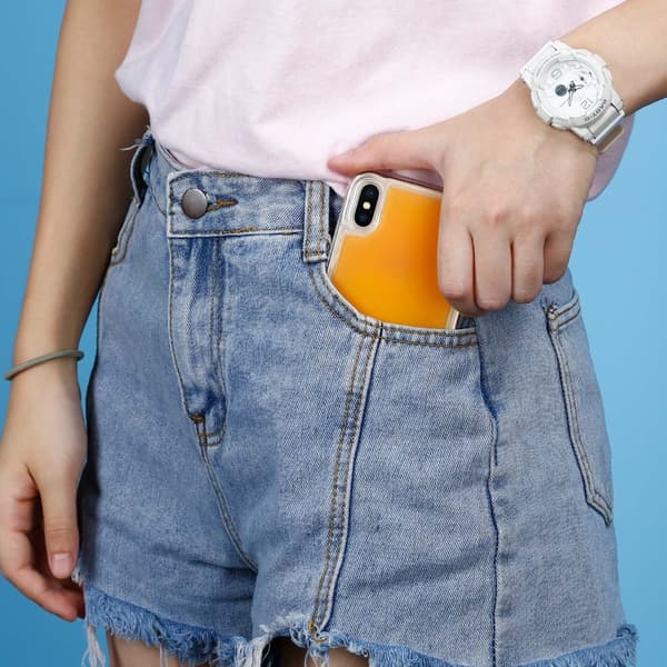 Liquid Neon Sand -kuori iPhone Xs Maxille - oranssi Orange