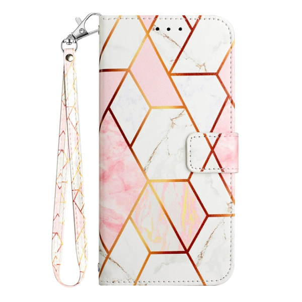 iPhone Air Plånboksfodral Marble Pattern med Rem LS002 Rosa