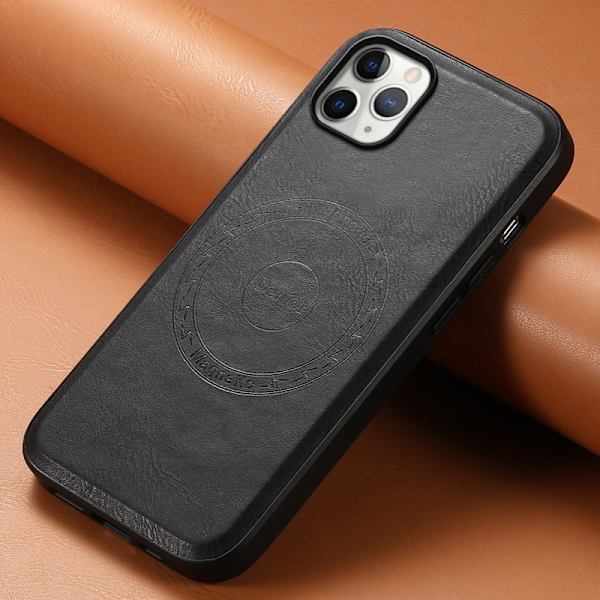 DENIOR Mobilskal för iPhone 11 Pro Max, PU-läder och PC, svart