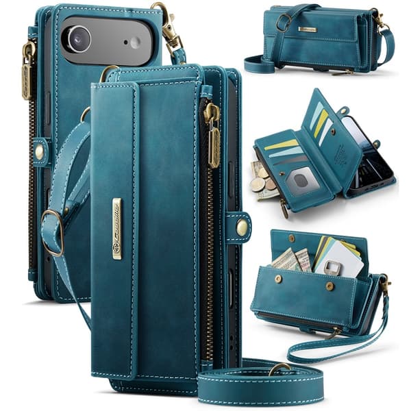CASEME iPhone Air Konstläder Plånboksfodral RFID-Skydd Zipper Grön