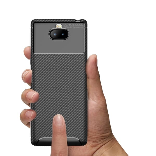 Fuld Carbon Mobilskal til Sony Xperia 10 - Blå Blue