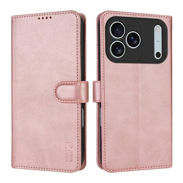 AZNS iPhone 17 Pro Max Plånboksfodral Konstläder - Roséguld