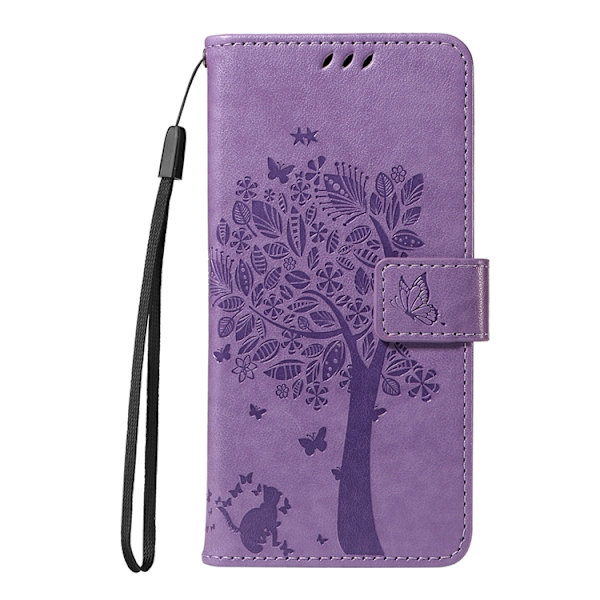 OnePlus 15 5G Plånboksfodral Cat Tree Pattern Konstläder Lila