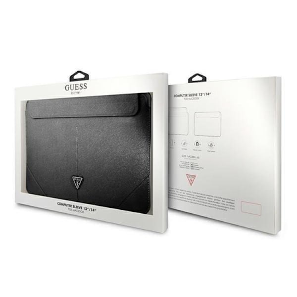 Guess Datorfodral 13/14'' Saffiano Triangle Logo - Svart