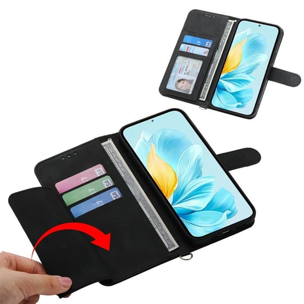 Samsung Galaxy S26 Plus Plånboksfodral Blommönster Konstläder - Svart