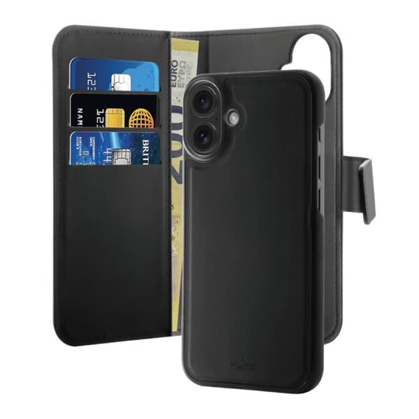 Puro iPhone 16 Plånboksfodral 2-in-1 Detachable - Svart Svart