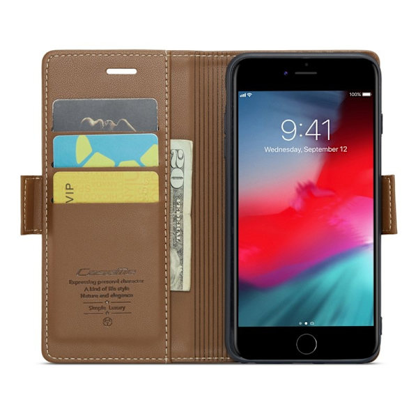 CASEME Plånboksfodral Konstläder för iPhone 6 Plus/6s Plus - Brun