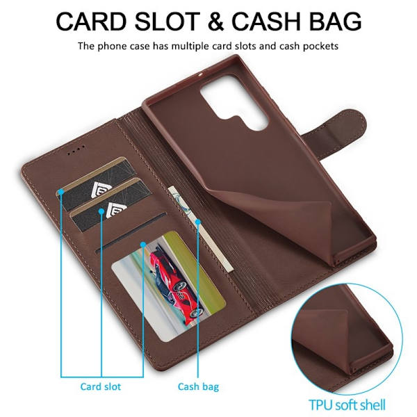 LC.IMEEKE Plånboksfodral Folio Flip Konstläder - Brun