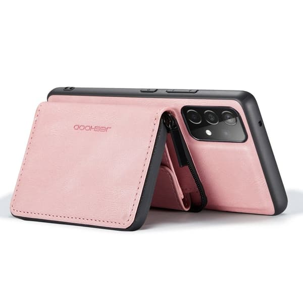 JEEHOOD Detachable Zipper Wallet Mobilskal för Samsung Galaxy A32 5G - Rosa