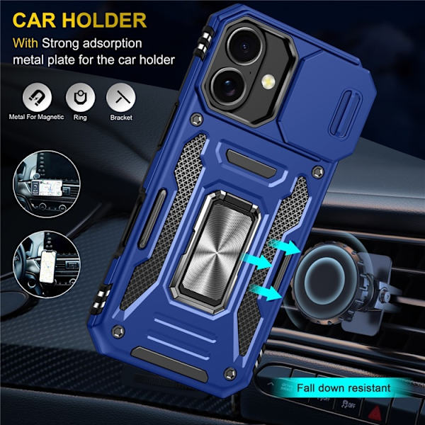 Mobilskal till iPhone 17 Kickstand Lens Lid - Marinblå Blå