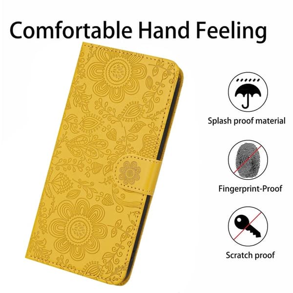 Samsung Galaxy S26 Plånboksfodral Blommönster Konstläder Flip - Gul