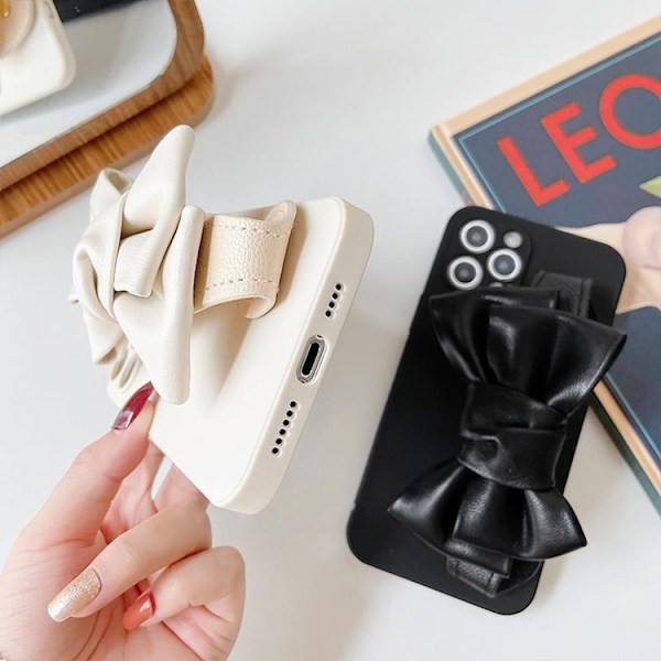 Bowknot Läderrem iPhone 13 Mini Skal - Svart Svart