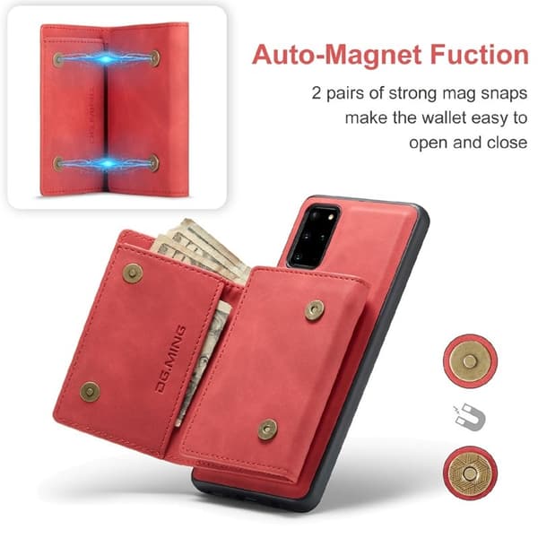 DG.MING Magnetiskt Plånboksfodral till Samsung Galaxy S20 Plus - Röd