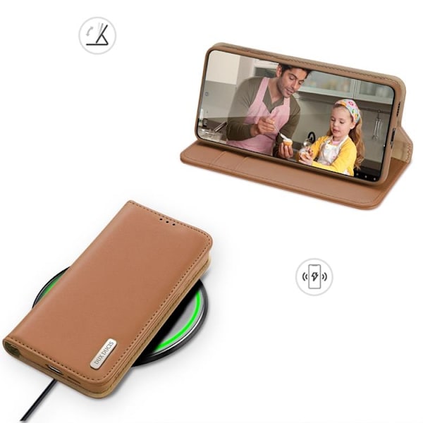 Dux Ducis Galaxy S23 Plus Plånboksfodral Äkta Läder RFID Hivo - Brun