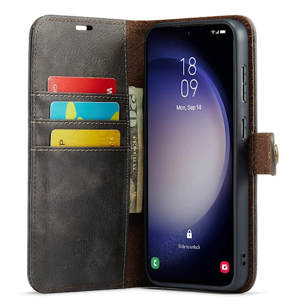 DG.MING Samsung Galaxy S24 FE Plånboksfodral Äkta läder - Grå