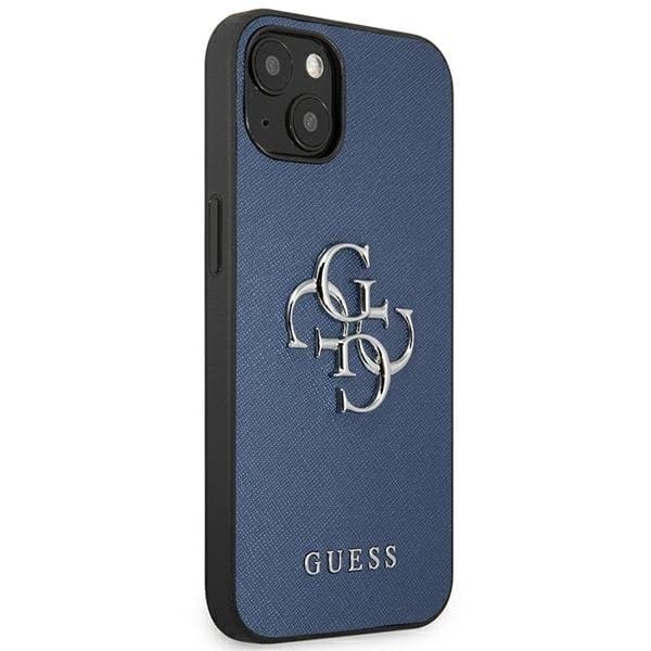Guess Saffiano 4G Metal Logo Cover iPhone 13 mini - Blå Blue
