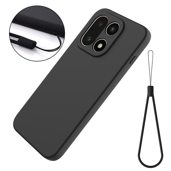 Mobilskal till OnePlus 15 5G Silikon Liquid med handrem Svart