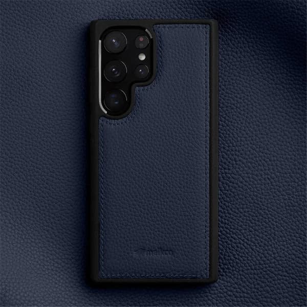 MELKCO Mobilskal till Samsung Galaxy S23 Ultra Äkta Läder Hård PC - Blå