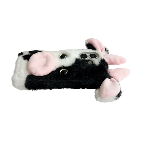 Mobilskal till iPhone 17 Fluffy Cute Cow Plush TPU - Blå Blå
