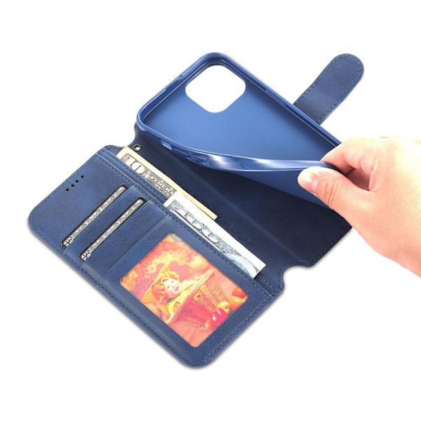 AZNS iPhone 14 Plus Plånboksfodral Konstläder - Ställ, Blå