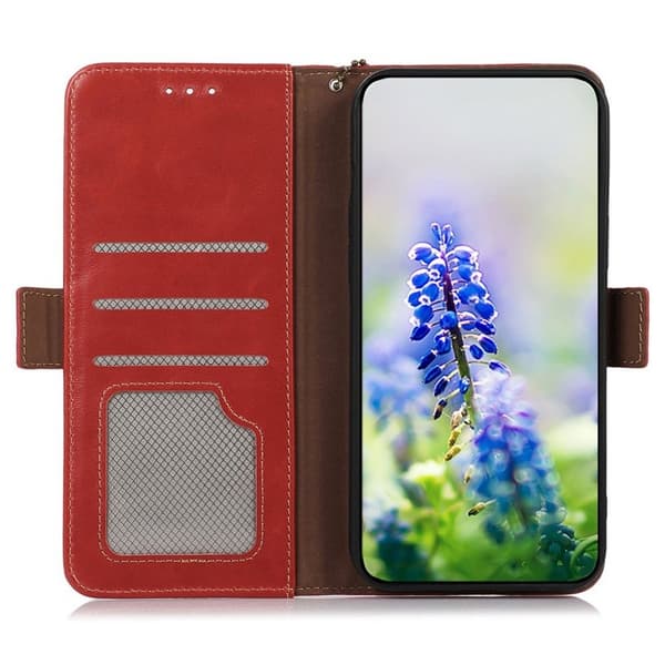 Samsung Galaxy S26 Ultra Plånboksfodral RFID Skydd Äkta Läder - Röd