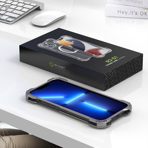 R-JUST RJ-51 Mobilskal i Kolfiber och Aluminium för iPhone 12 Pro Grå