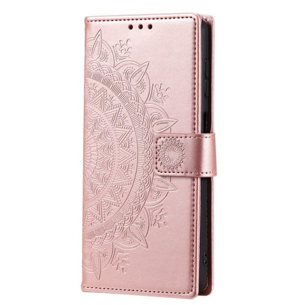 Galaxy A24 4G Plånboksfodral Imprinted Mandala Flower - Rosa Guld