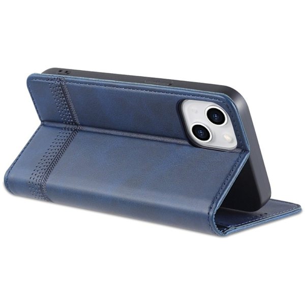 AZNS iPhone 14 Plånboksfodral Konstläder - Skyddande Folio - Blå