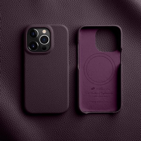 MELKCO Mobilskal till iPhone 15 Pro Max Magnetisk Äkta Läder + PC - Lila