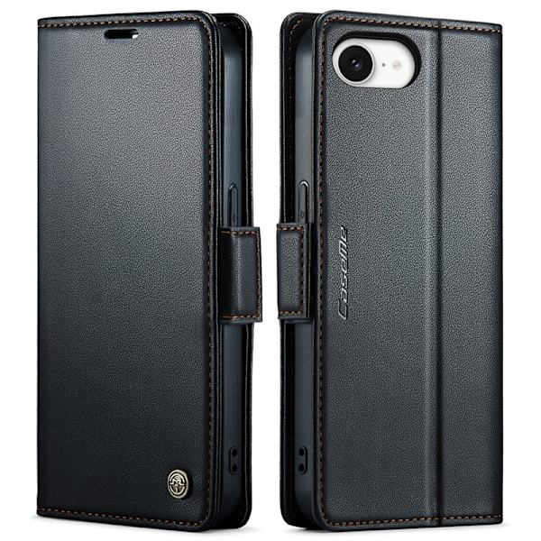 CASEME Plånboksfodral Konstläder för iPhone 16e RFID-Skydd Svart