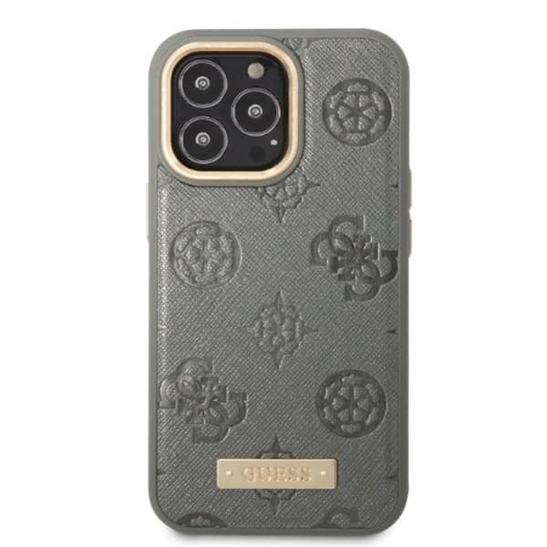 Guess iPhone 13 Pro Max Skal MagSafe Peony Logo Plate Collection Grå