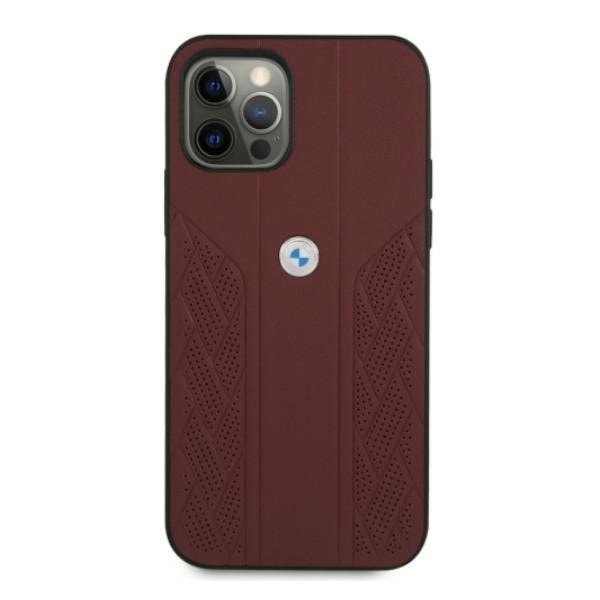 BMW Läder Curve Perforate Skal iPhone 12 Pro Max - Röd Röd