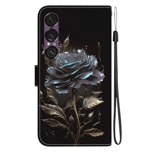 Sony Xperia 1 VII Konstläder Plånboksfodral Pattern Printing - Svart Rosa Svart