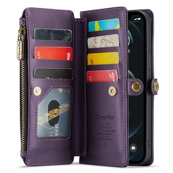 CASEME Plånboksfodral Konstläder för iPhone 12 Pro Max - Lila