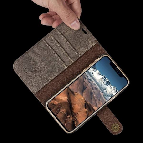DG.MING iPhone X/XS Plånboksfodral i Grått - Stötsäker Äkta Läder