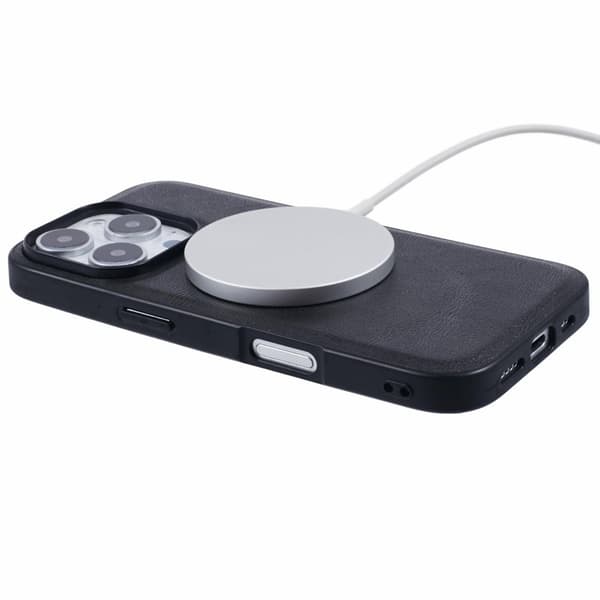 X-LEVEL Bojue-3 Mobilskal till iPhone 16 Pro MagSafe Läder Svart