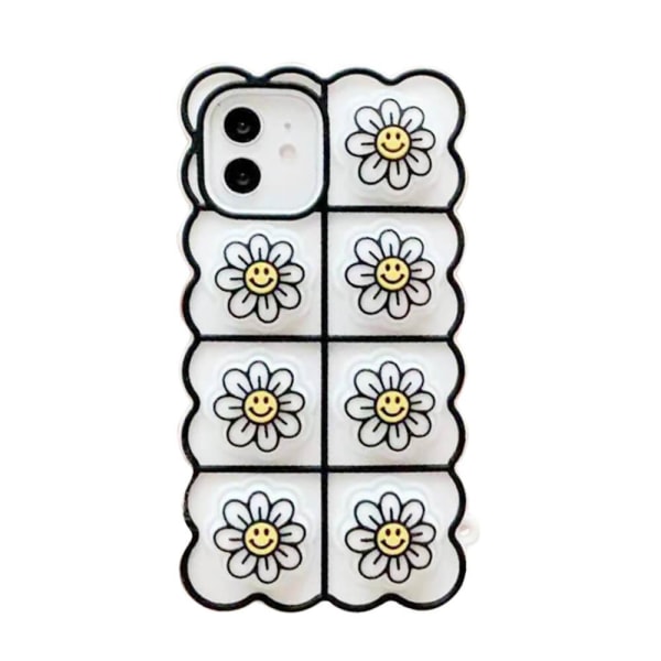Smiley Flower Pop it Fidget etui til iPhone 7/8 / SE 2020 - Hvid White