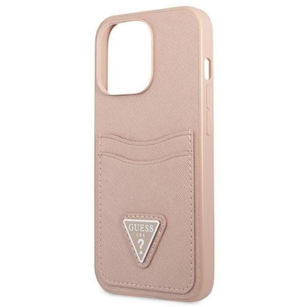 Guess iPhone 13/13 Pro Skal Kortholder Saffiano Triangle Logo - Rosa Rosa