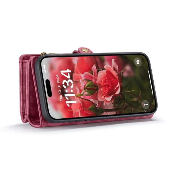 CASEME 008 iPhone 16 Plus Plånboksfodral i Konstläder med Röd