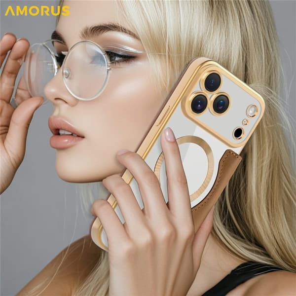AMORUS iPhone 17 Pro Plånboksfodral MagSafe RFID-Skydd - Lila Lila