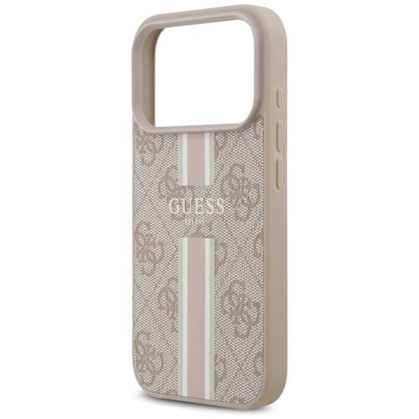Guess telefontaske til iPhone 17 Pro MagSafe 4G trykte striber - lyserød Rosa
