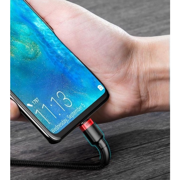 Baseus Nylon USB-C till USB-A kabel 2m 100W - Svart Svart