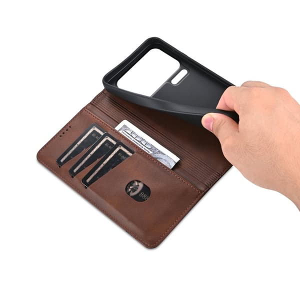 AZNS Xiaomi 17 Pro Max Plånboksfodral Konstläder - Brun