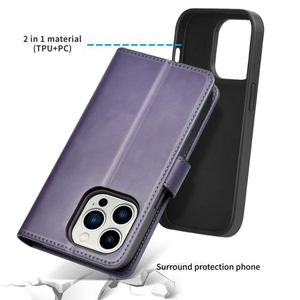 Puloka iPhone 14 Pro Max lompakkokotelo Magsafe 2in1 - violetti