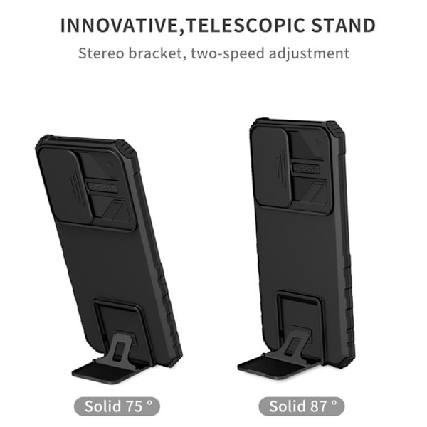 Galaxy A12 4G Skal Kickstand Kameraskydd Slide - Svart Svart