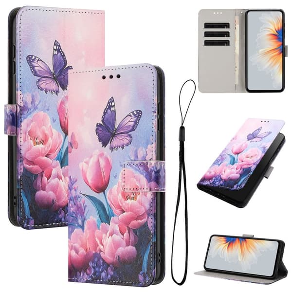 Plånboksfodral för Samsung Galaxy S26 Plus Mönstertryck Konstläder - Rosa