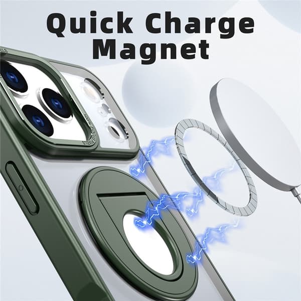 Mobilskal till iPhone 17 Pro MagSafe Rotating Kickstand Clear - Grön Grön
