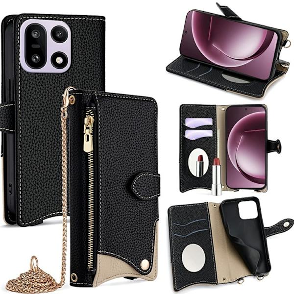 OnePlus 15 5G Plånboksfodral Irregular Tail Style Konstläder Svart