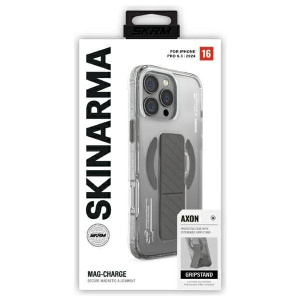 Skinarma Mobilskal till iPhone 16 Pro Max MagSafe Grip Stativ - Titanium Silver